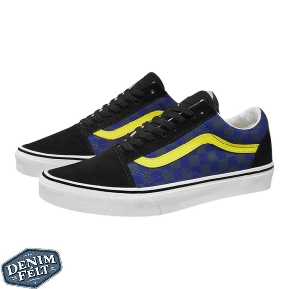 Vans Unisex Old Skool Off The Wall Checkerboard Rally Sneakers | Red/Blue | NEW - Picture 5 of 16